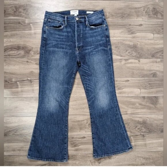Frame Denim Le Crop Flare Blue Jeans Size 30 Button Fly Sunrise Park - 30 - Picture 13 of 13